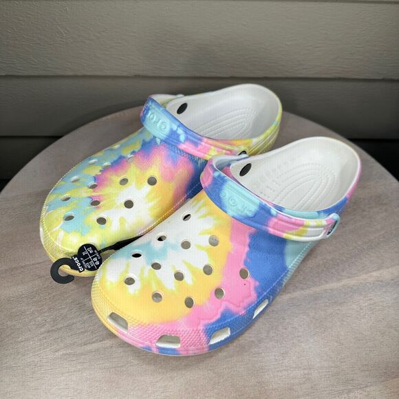 Crocs Classic Mens Size 13 Clogs Pastel Spray Rainbow Tie Dye Slip On Shoes New - Picture 5 of 11